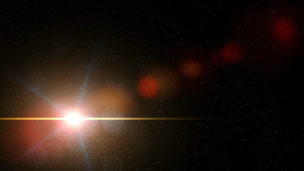 beautiful bright star shining in deep space - with colourful lens flare