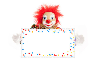 Clown mit Schild