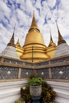 Golden Stupa at the Wat Phra Kaew in Bangkok Thailand 