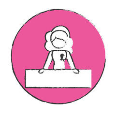 emblem woman feminist defending image, vector illustration design