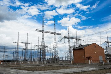 Fototapeta na wymiar High voltage post or High voltage tower