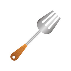 silver carving fork icon image, vector illustration