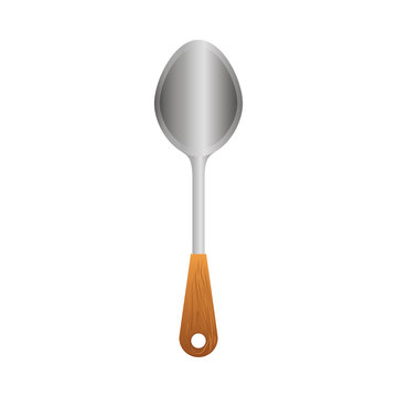 silver big spoon icon image, vector illustration