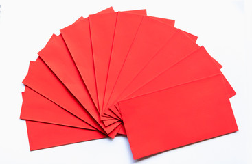 Pile Red envelope isolate white background.