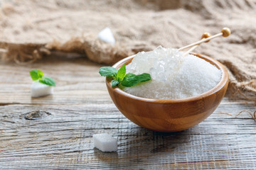 White figured sugar and crystal sugar sticks.