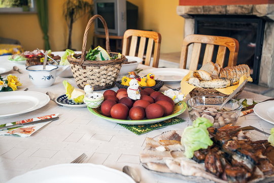 Typical Easter  village table in a Polish family