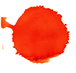 Colorful abstract watercolor circle with splashes and spatters. Modern creative watercolor background for trendy design.