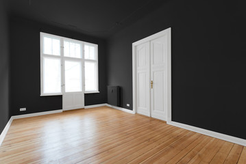 new flat in old building - black painted room