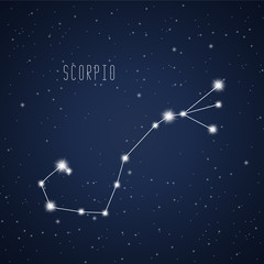 Obraz na płótnie Canvas Vector illustration of Scorpio constellation on the background of starry sky