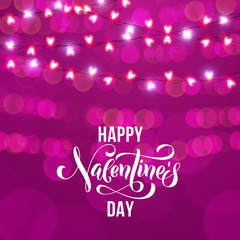 Hearts valentine garland glitter pattern background