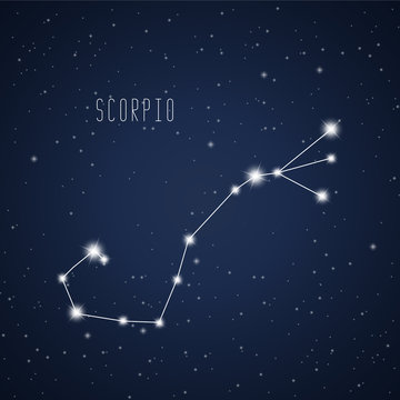 Vector illustration of Scorpio constellation on the background of starry sky