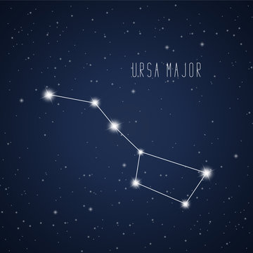 Vector illustration of Ursa Major constellation on the background of starry sky