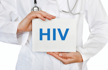 HIV card in hands of Medical Doctor