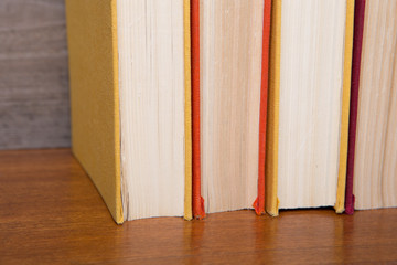 books on the wooden background