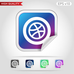 Colored icon or button of basketball symbol with background
