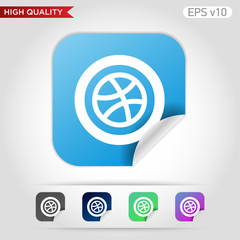 Colored icon or button of basketball symbol with background