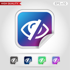 Colored icon or button of blind symbol with background
