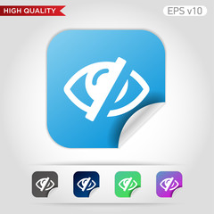 Colored icon or button of blind symbol with background