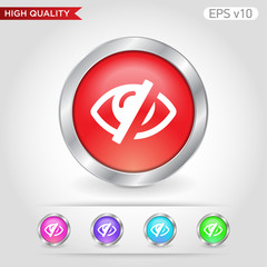 Colored icon or button of blind symbol with background