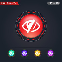 Colored icon or button of blind symbol with background