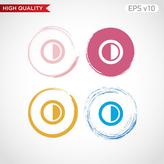 Colored icon or button of contrast symbol with background