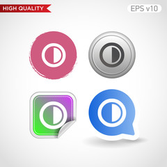 Colored icon or button of contrast symbol with background