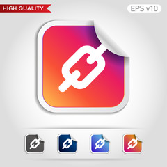 Colored icon or button of chain symbol with background
