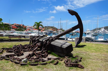 Anchor in harbor of St Barts.