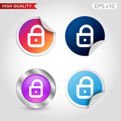 Colored icon or button of lock symbol with background