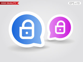 Colored icon or button of lock symbol with background