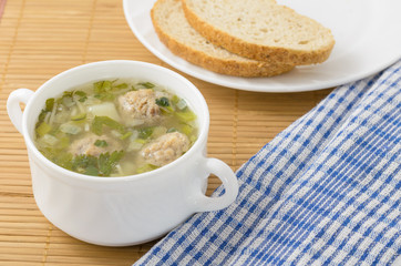 Soup freakadelika and bread.