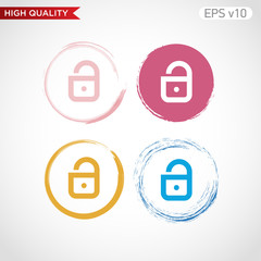 Colored icon or button of lock symbol with background