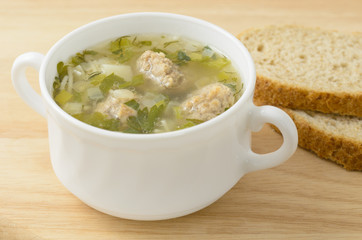 Soup freakadelika and bread.