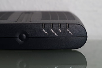 close up of a dsl modem or router