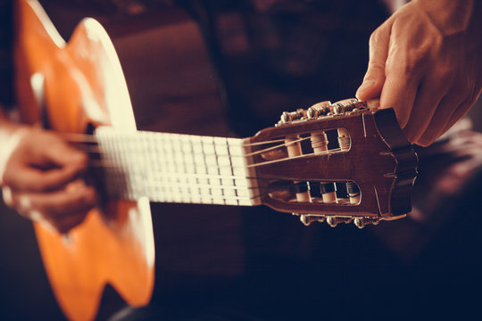 Closeup on musical instrument.