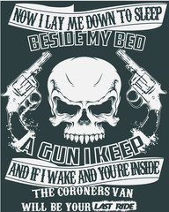 Guns and Skull Typography, Tshirt design, vector art