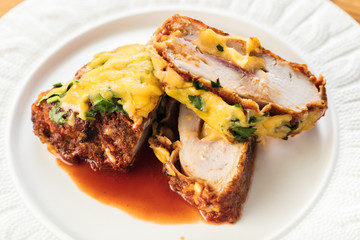 chicken fillet with cheese closeup