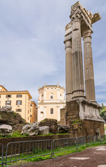 Fototapeta na wymiar Rome, Italy. The ruins of the Temple of Apollo Sosianus
