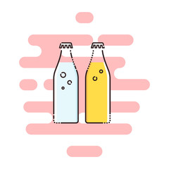 Soda water color thin line icon. Mbe minimalism style