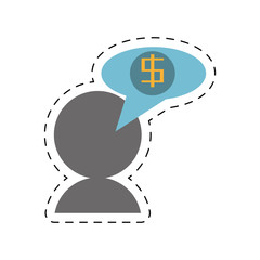 avatar business dollar bubble speech cut line vector illustration eps 10