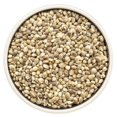 hemp seeds in a round bowl