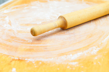 Chopping board with wheat flour
