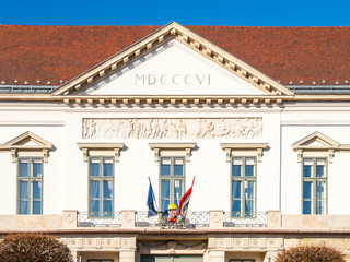 Sandor Palace, aka Alexander Palace, near Buda Castle in Budapest, Hungary, Europe. Detailed view...