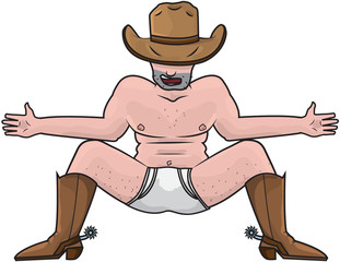 Cowboy in underwear cartoon illustration