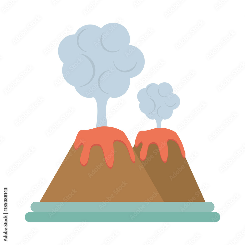 Wall mural volcan eruption lava mountain cloud vector illustration eps 10