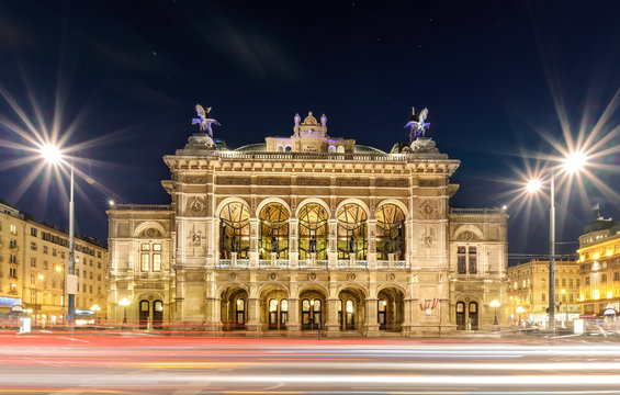 Vienna state opera in the evening. Austria.