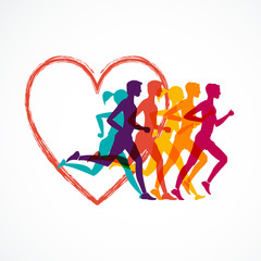 Fototapeta na wymiar Running marathon, people run, colorful baner