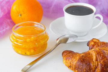 Closeup on jar with orange jam 