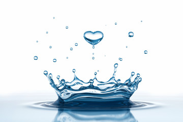 Water drop in form of heart