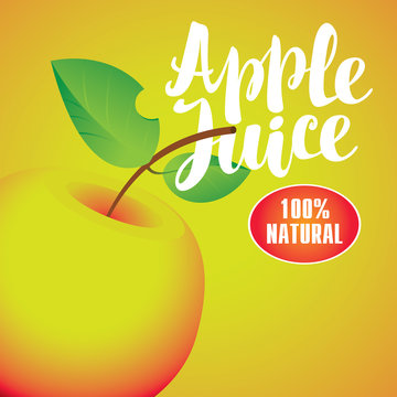 Vector banner with apple and inscription apple juice